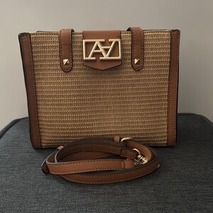 Aldo Brown Crossbody Bag with Woven Texture and Leather Accents